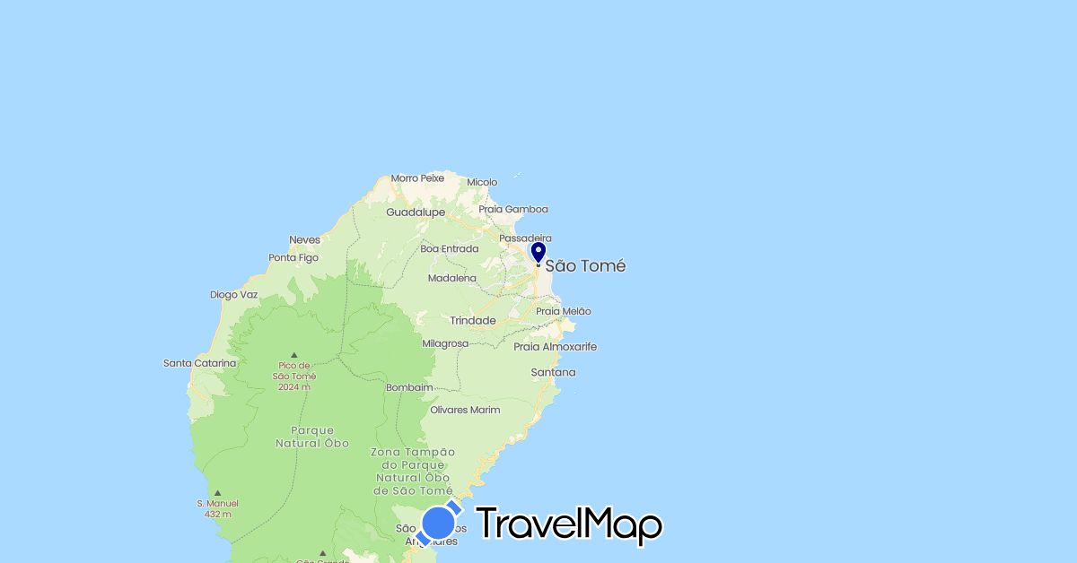 TravelMap itinerary: driving in São Tomé and Príncipe (Africa)